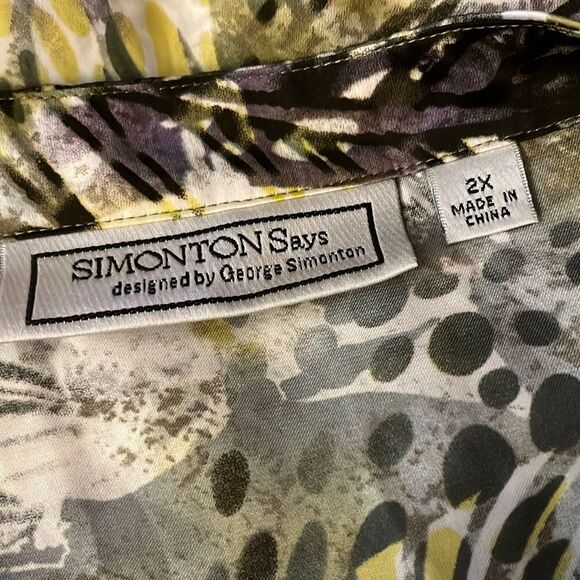 M99-Simontons‎ Says 2x green and black blouse - Picture 3 of 3
